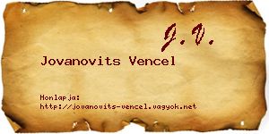 Jovanovits Vencel névjegykártya